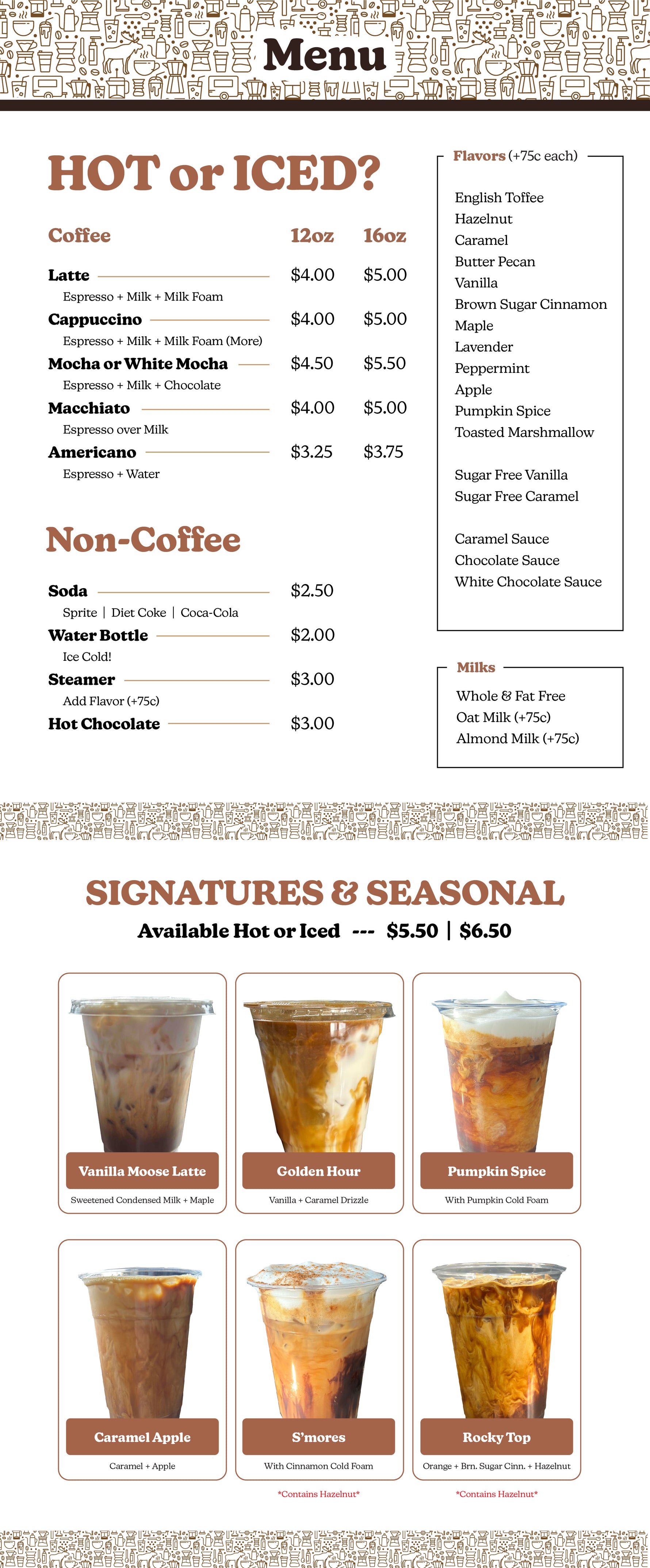 Menu – Vanilla Moose Coffee LLC